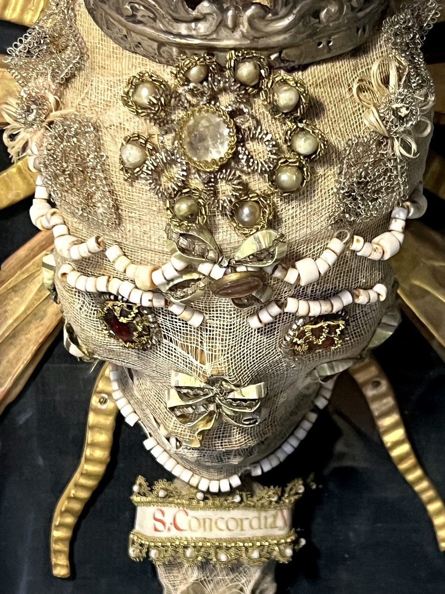 Chasse reliquaire à crâne — relique ex capite de Sainte Concordia - Autriche - Tyrol - XVIIIè-photo-2