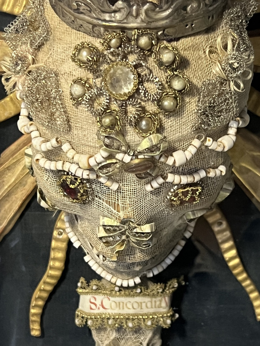 Chasse reliquaire à crâne — relique ex capite de Sainte Concordia - Autriche - Tyrol - XVIIIè-photo-3