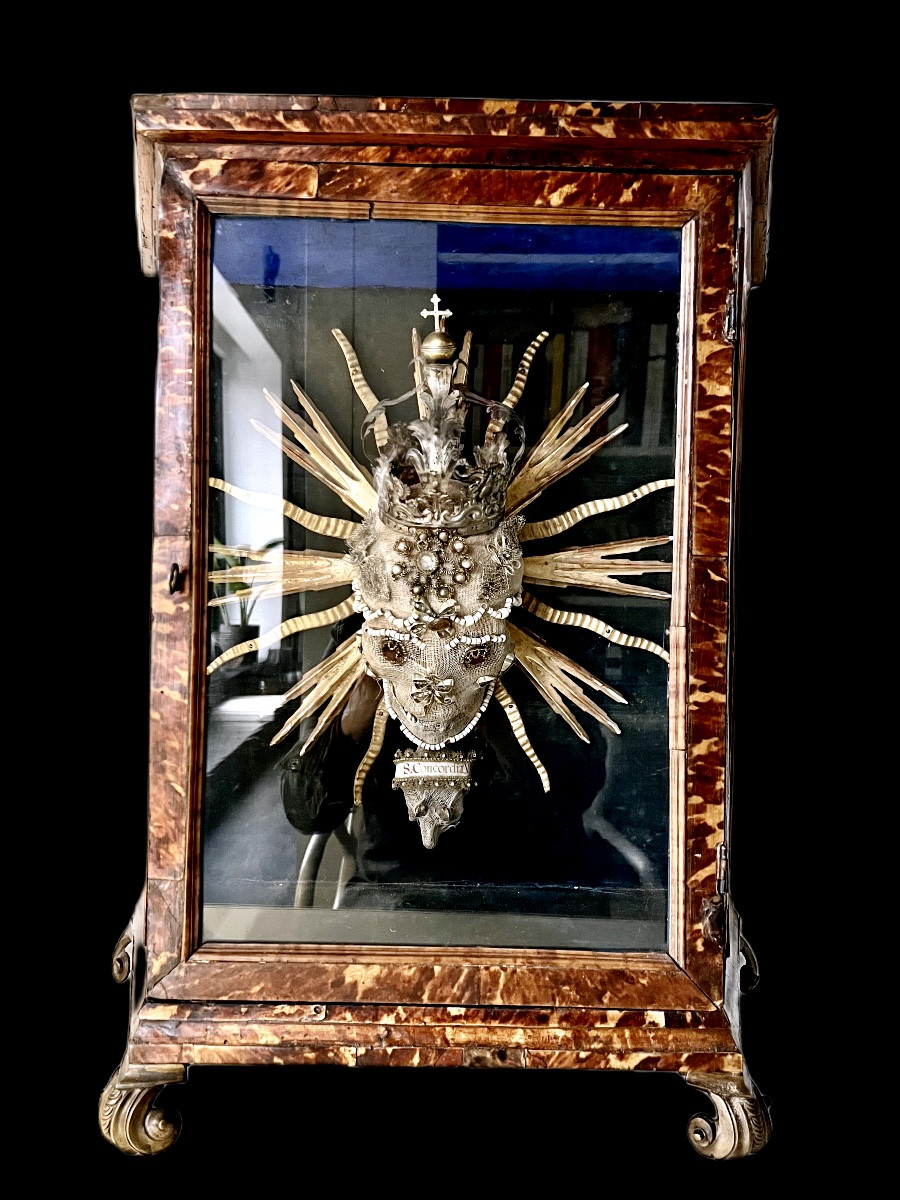 Chasse reliquaire à crâne — relique ex capite de Sainte Concordia - Autriche - Tyrol - XVIIIè