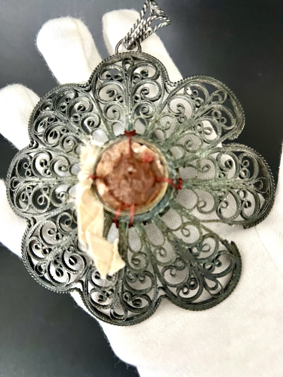 Thorn Reliquary Of The Holy Crown Of Christ, Filigree Silver – 18th Century-photo-2