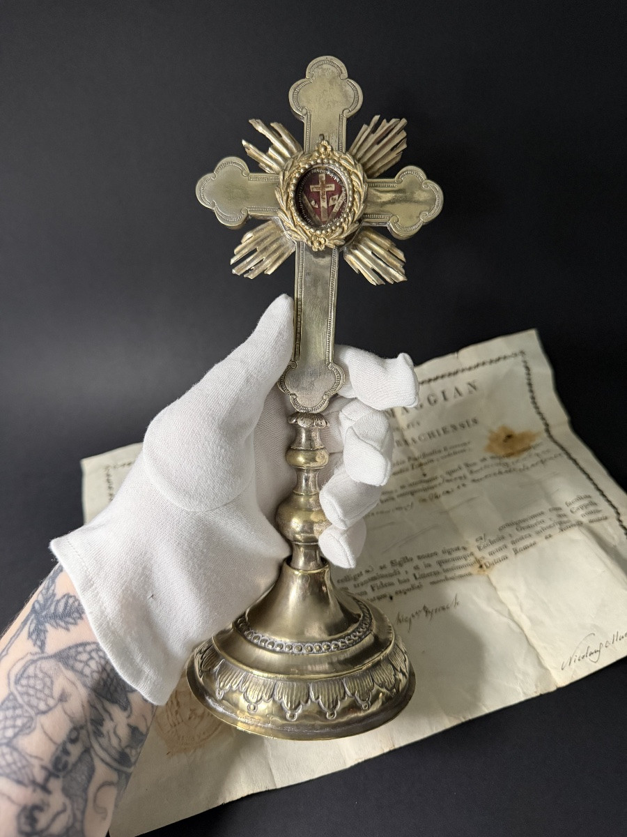 Monstrance-reliquary Of The True Cross With Authentic [illegible] - 19th Century - Rome -photo-1