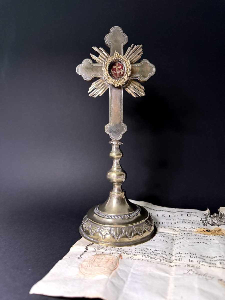 Monstrance-reliquary Of The True Cross With Authentic [illegible] - 19th Century - Rome 