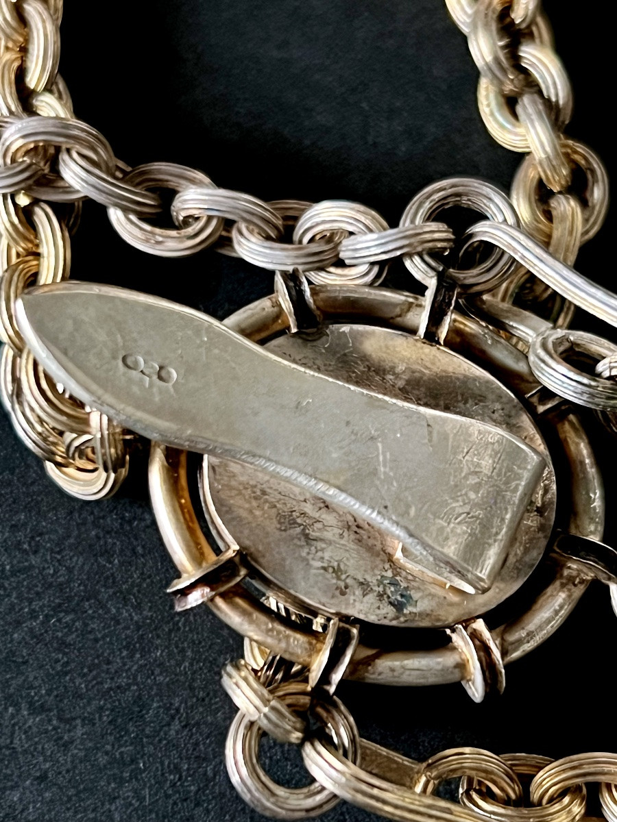 VATICAN – Collier de Camérier Secret de Sa Sainteté le pape Pie X (1903-1914) Argent et vermeil-photo-5
