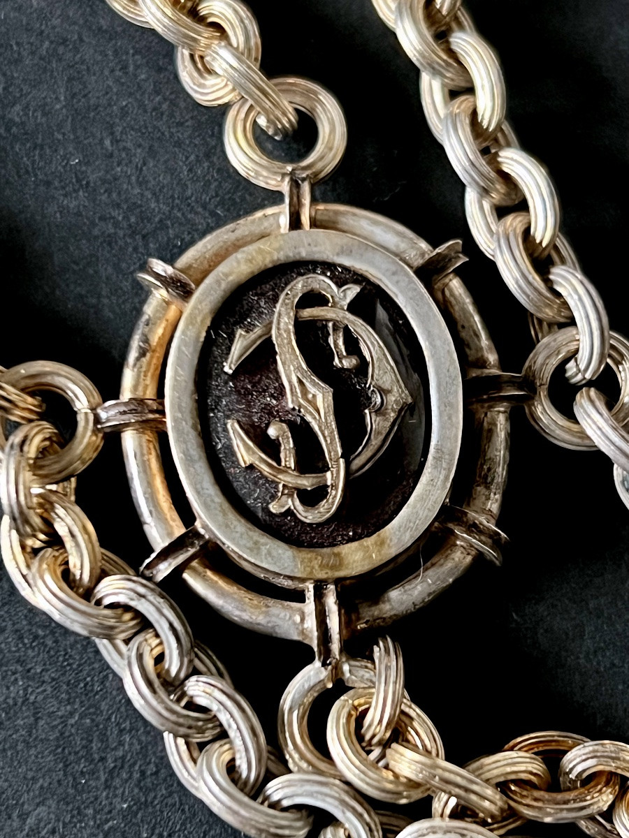 VATICAN – Collier de Camérier Secret de Sa Sainteté le pape Pie X (1903-1914) Argent et vermeil-photo-6