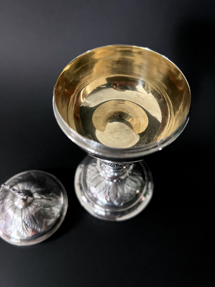 Solid Silver Traveling Ciborium – Maison Favier – 19th Century-photo-3