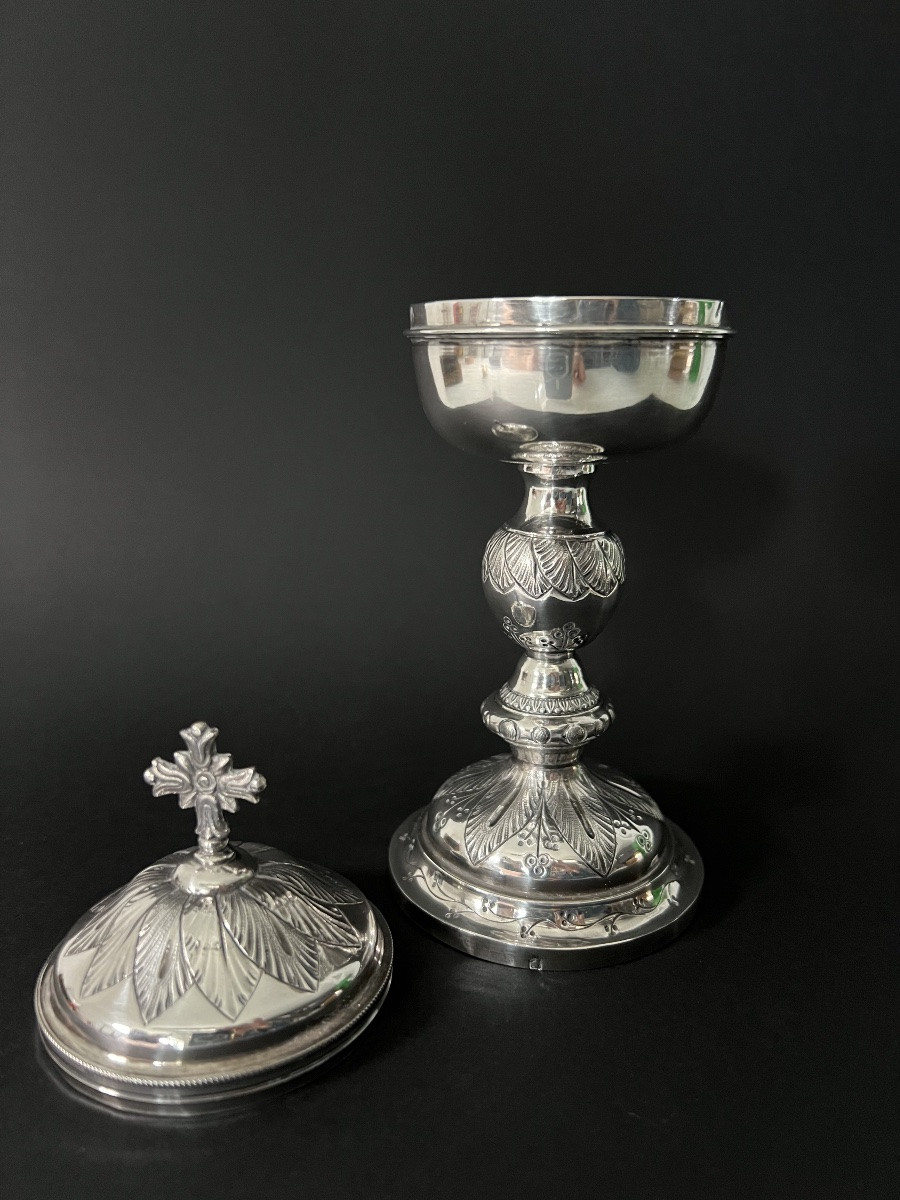 Solid Silver Traveling Ciborium – Maison Favier – 19th Century-photo-3