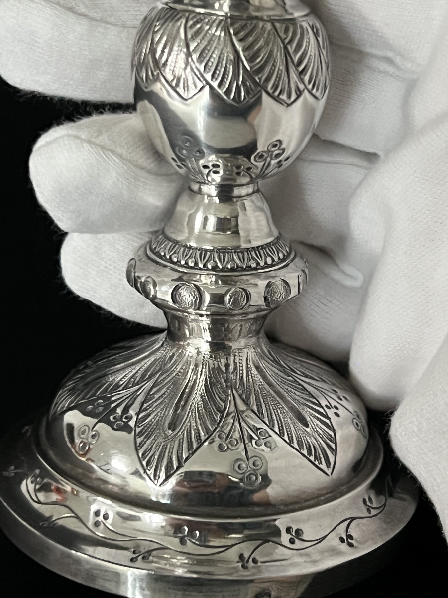 Solid Silver Traveling Ciborium – Maison Favier – 19th Century-photo-5