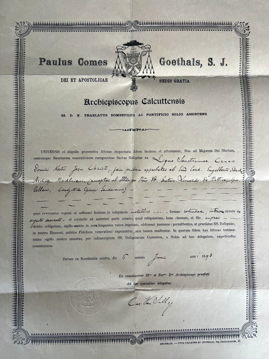 Reliquary Of The True Cross With Ecclesiastical Certificate – 1898-photo-3