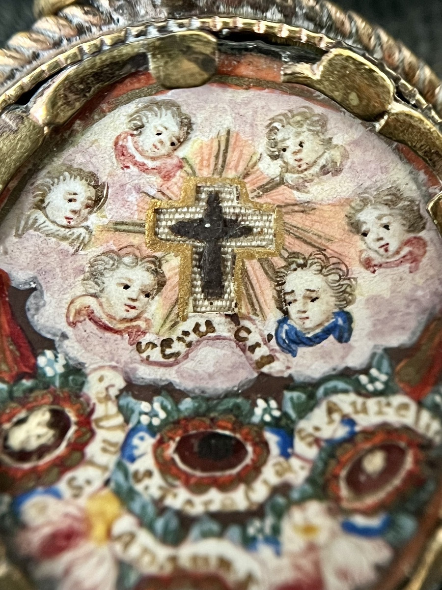 Reliquary Pendant – Holy Cross And Saints – Spain – 18th Century -photo-4