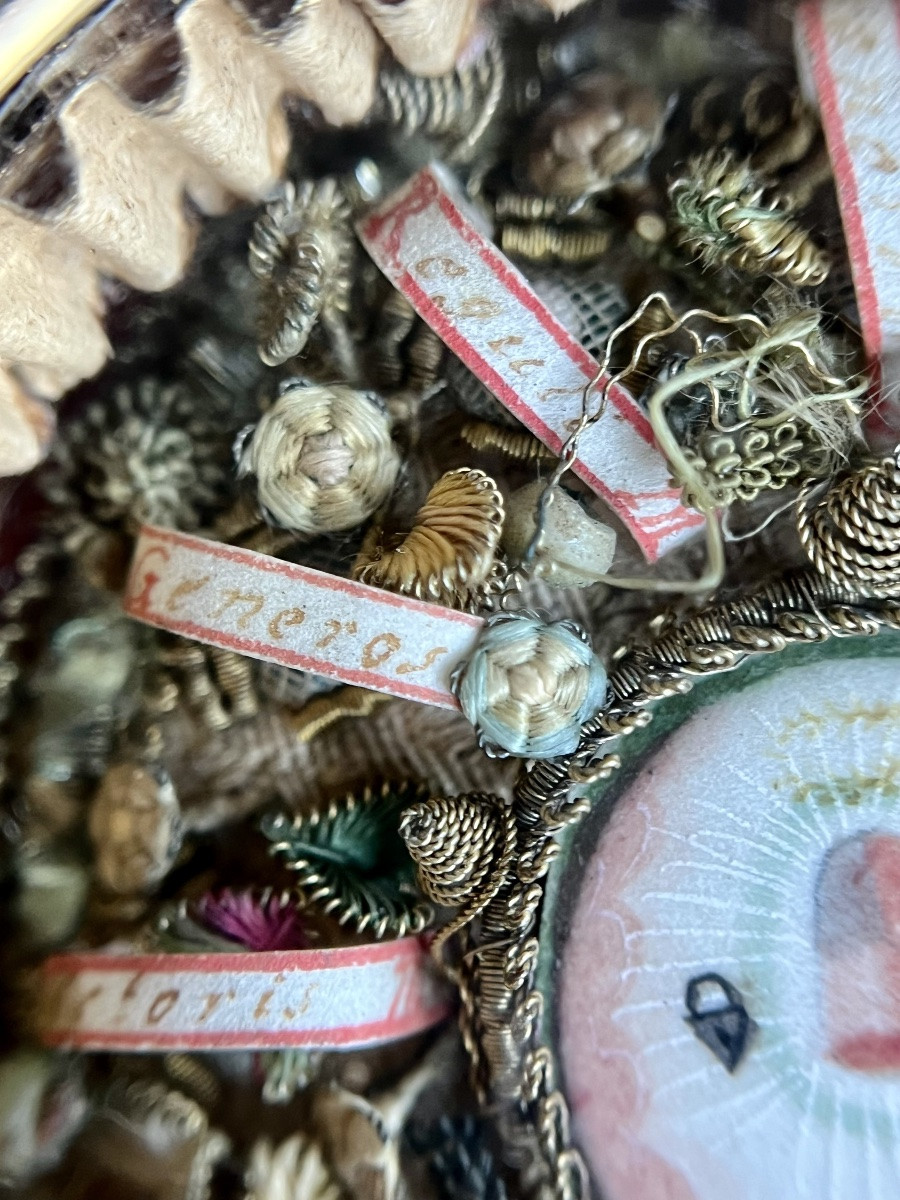 Reliquary With 11 Relics And Radiant Decoration, 18th Century-photo-6