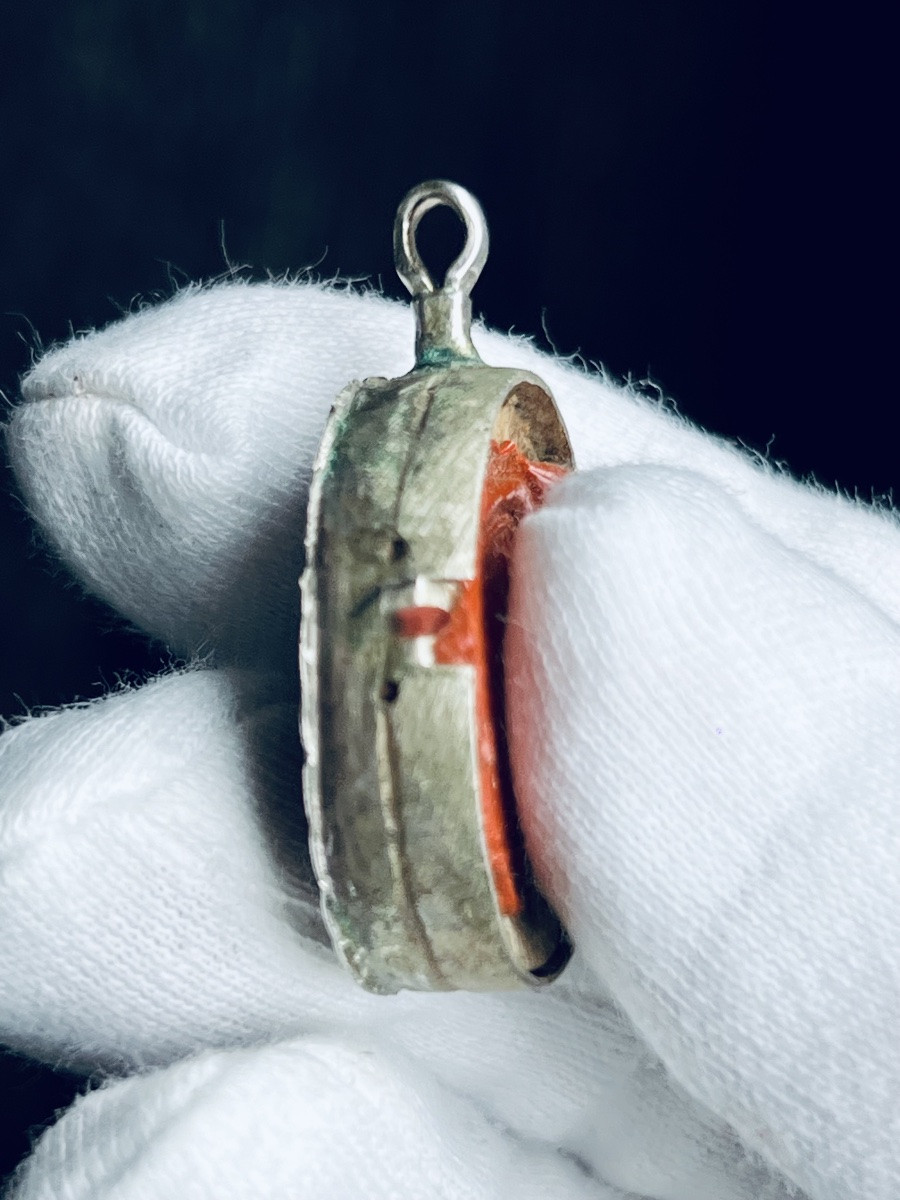 Pendentif reliquaire en argent  de la Vraie Croix  – XIXè - Italie-photo-3