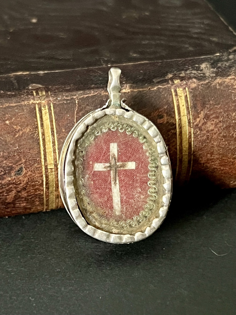Pendentif reliquaire en argent  de la Vraie Croix  – XIXè - Italie-photo-8