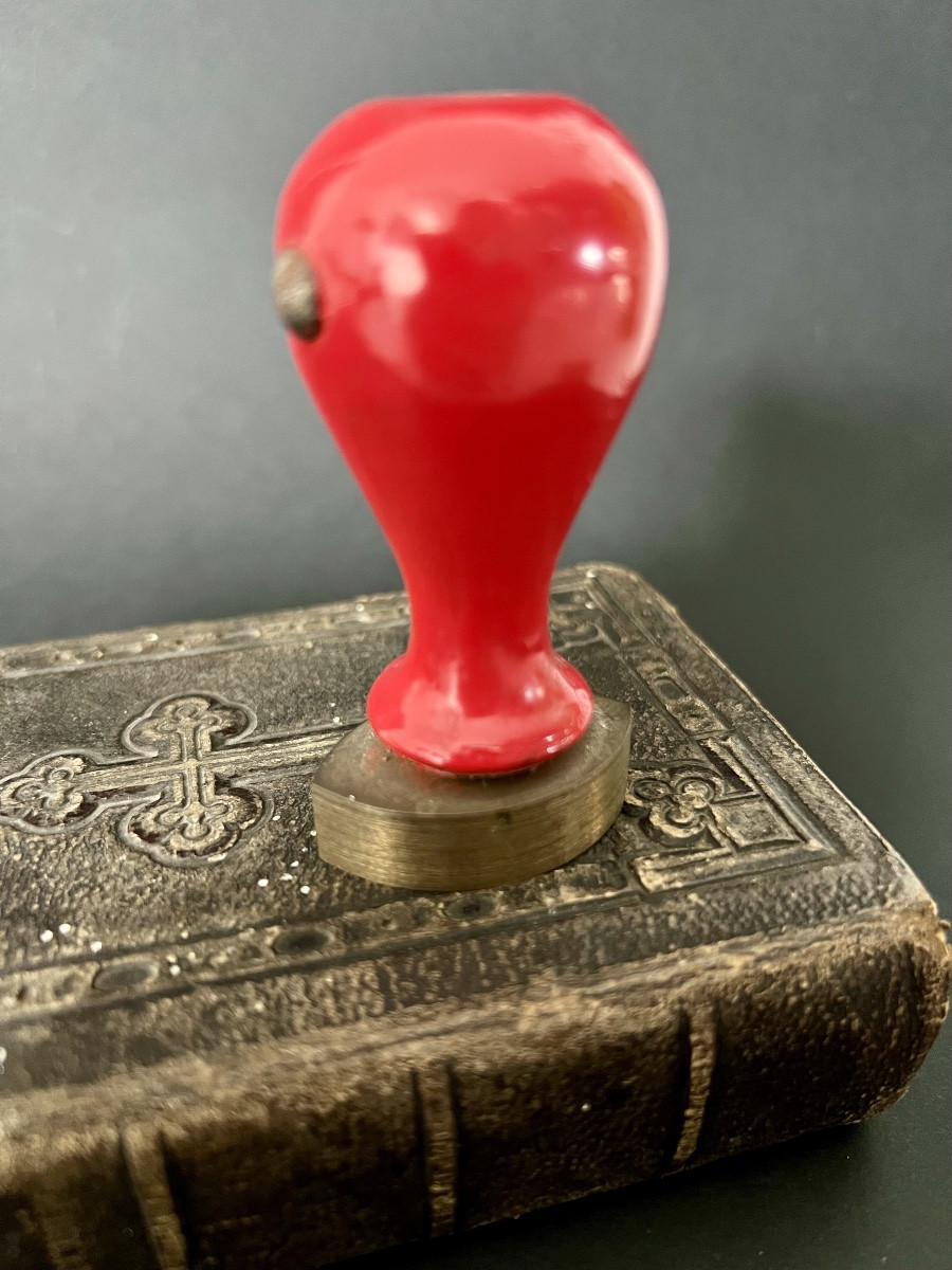 Ecclesiastical Seal With Armorial Plate - 19th Century-photo-1
