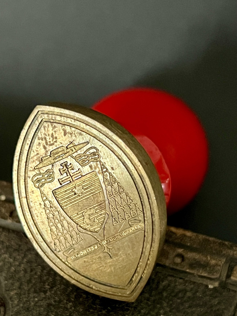 Ecclesiastical Seal With Armorial Plate - 19th Century-photo-5