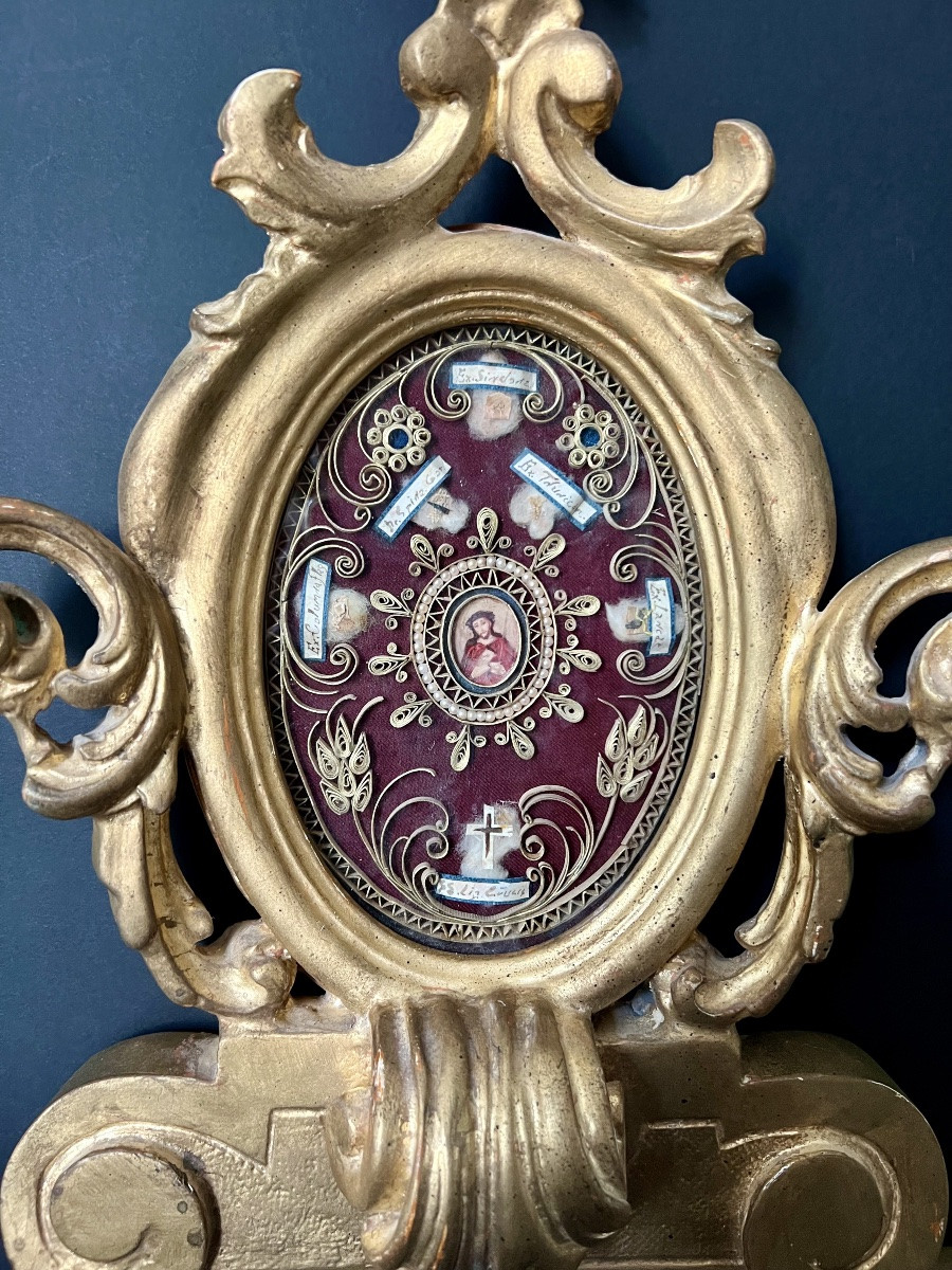 Important reliquaire de la Passion – Ex Ligno Crucis et reliques associées - XIXe siècle-photo-1