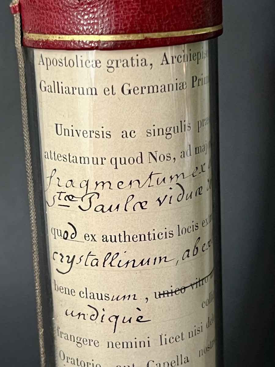 Sealed Tubular Reliquary - Saint Paula Of Rome - Certificate 1881-photo-4