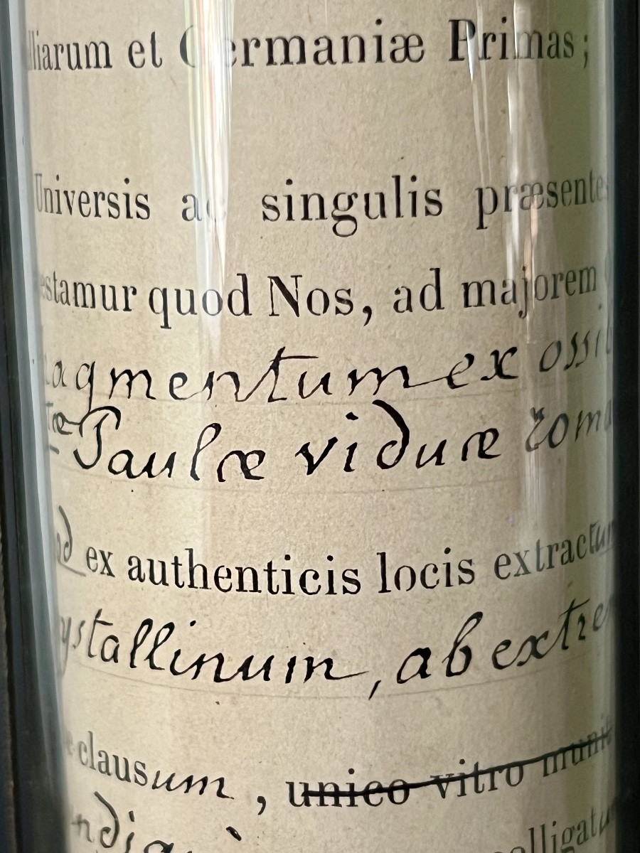 Sealed Tubular Reliquary - Saint Paula Of Rome - Certificate 1881-photo-6
