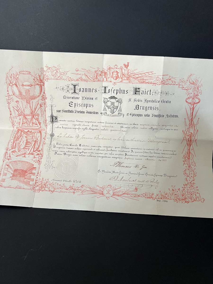 Reliquary Of Blessed John Berchmans - With Episcopal Certificate - Bruges, 1867-photo-3