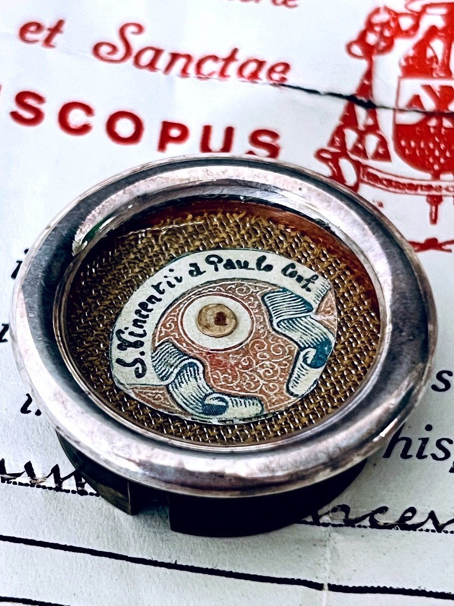 Theque Reliquary - Relic Of Saint Vincent De Paul - Episcopal Certificate Bruges 1935