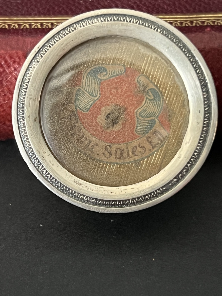 Circular Theca-type Reliquary - Saint Gongorius Relic - 19th Century-photo-2