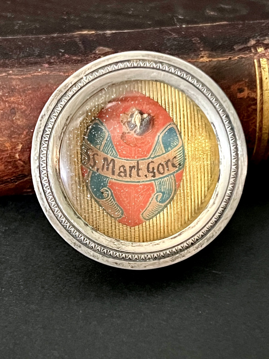 Circular Theca-type Reliquary - Saint Gongorius Relic - 19th Century