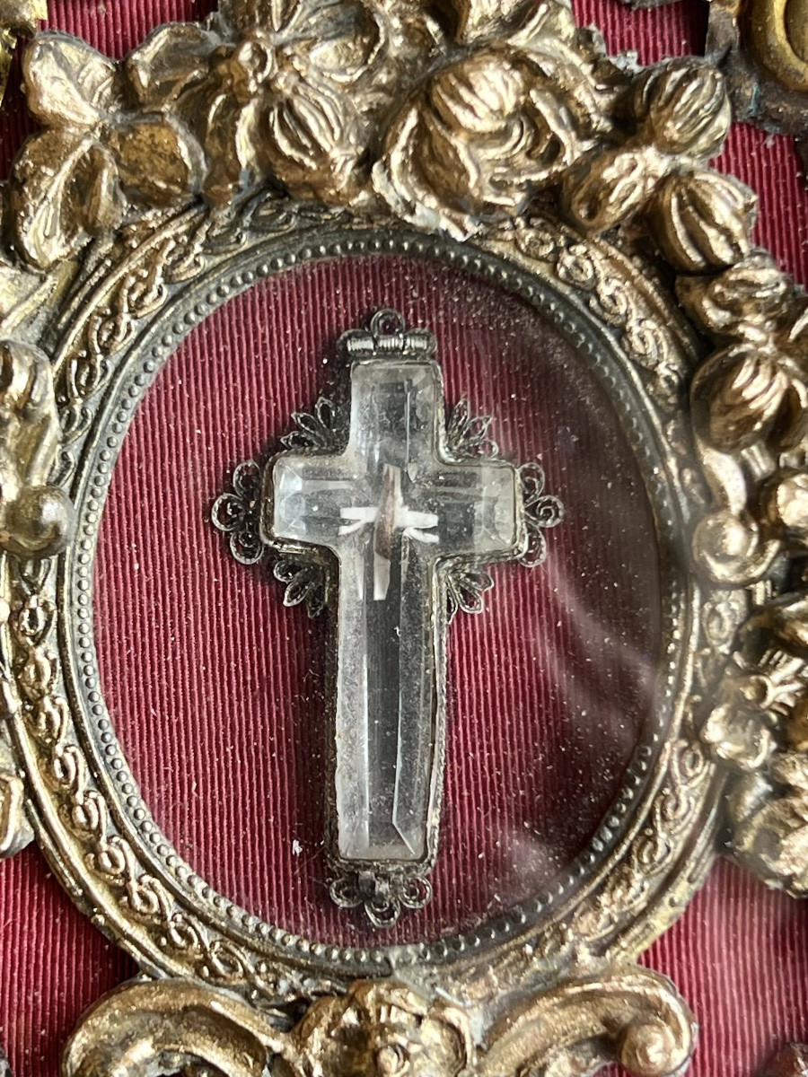 Reliquary Of The True Cross - Fragment Enclosed In A Crystal Cross - 19th Century-photo-7