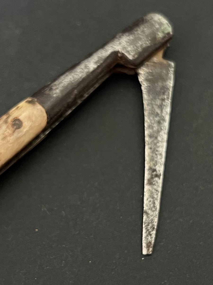Antique Folding Knife With Engraved Bone Handle - 18th Century-photo-6