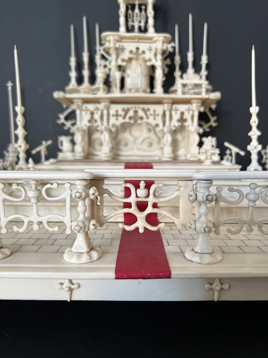 Monastic Patience Work  - 1850-1900 - Bone Altar Model - Unique Piece-photo-3