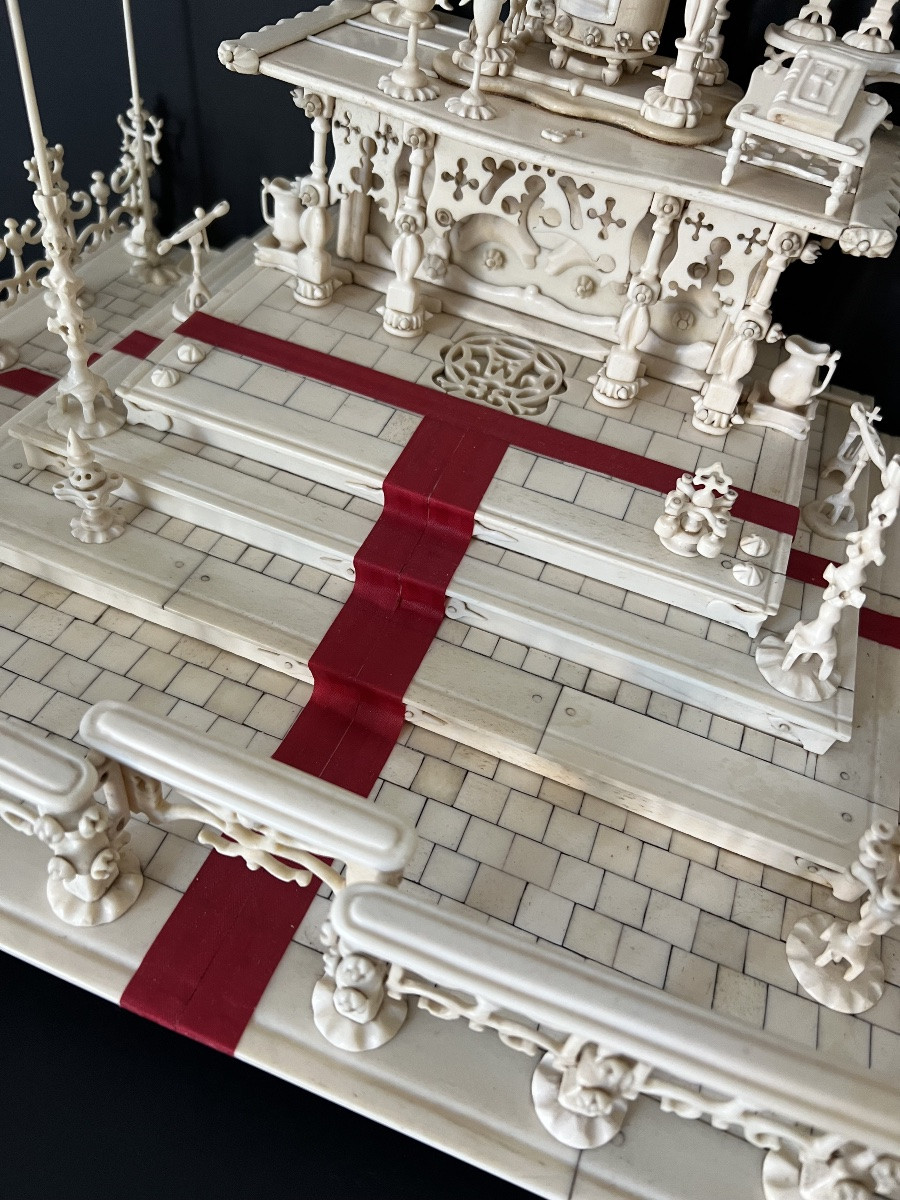 Monastic Patience Work  - 1850-1900 - Bone Altar Model - Unique Piece-photo-3