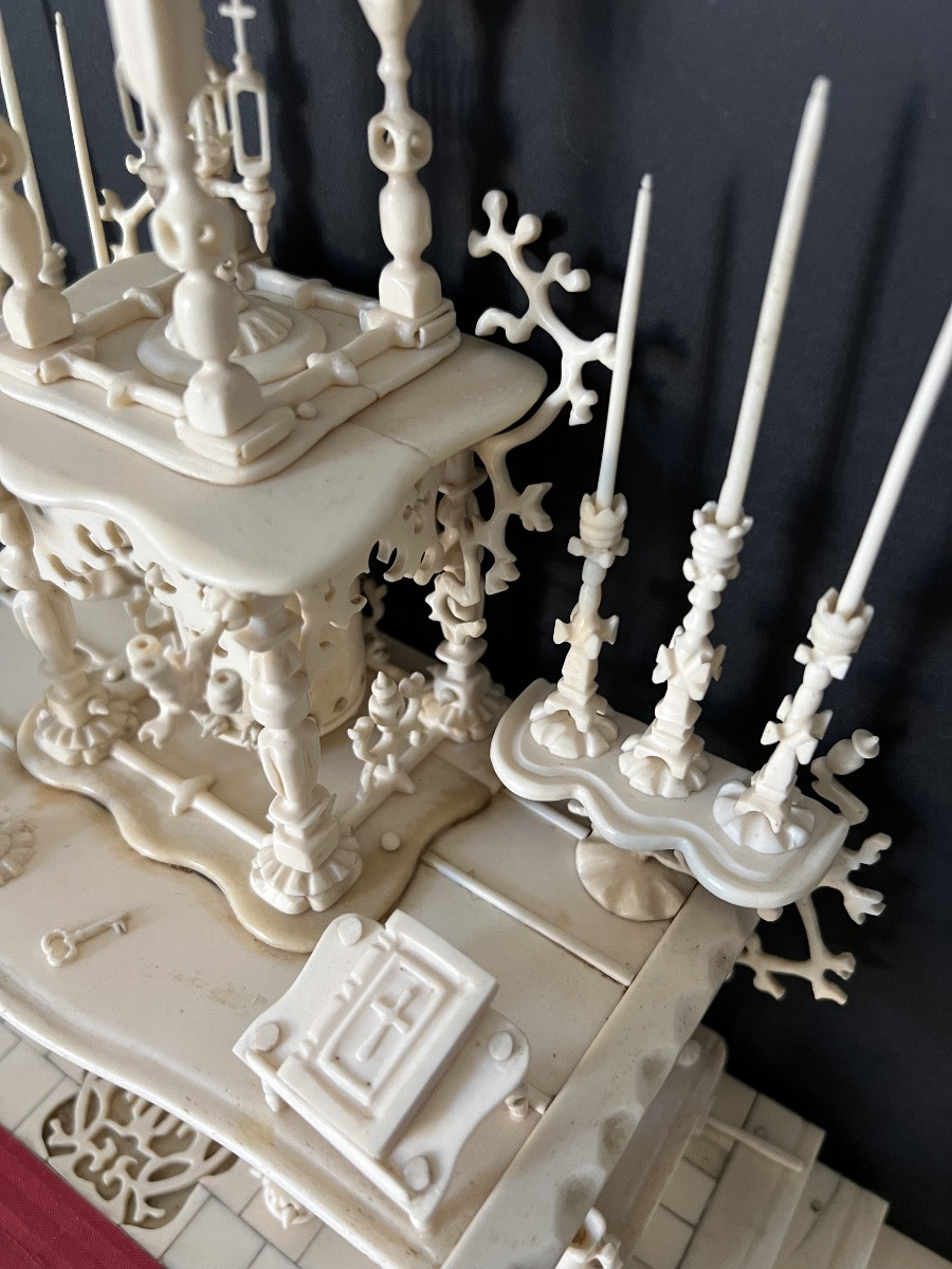 Monastic Patience Work  - 1850-1900 - Bone Altar Model - Unique Piece-photo-8