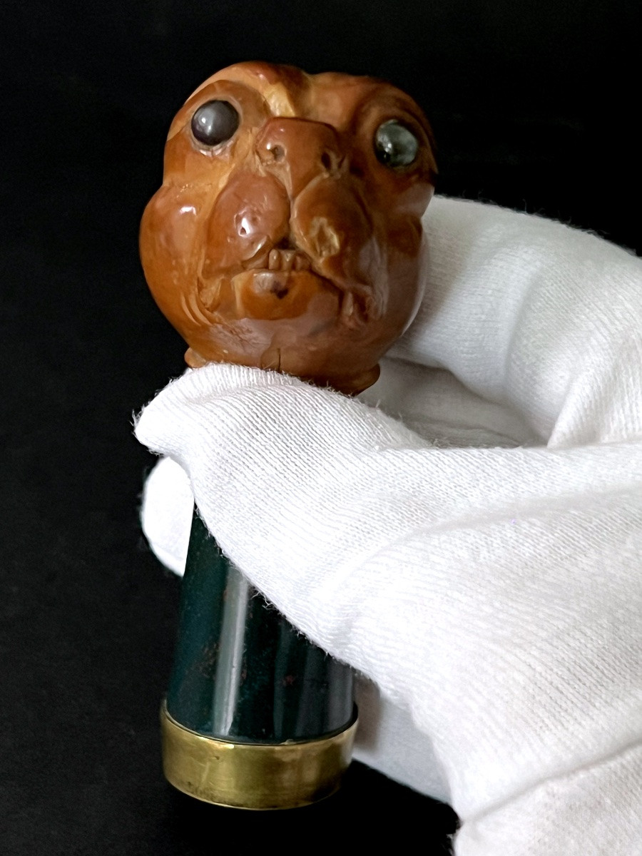 Monogrammed Anthropomorphic Wax Seal In Heliotrope Jasper-photo-3