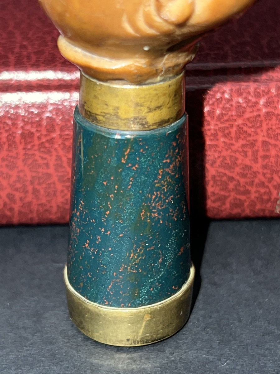 Monogrammed Anthropomorphic Wax Seal In Heliotrope Jasper-photo-2