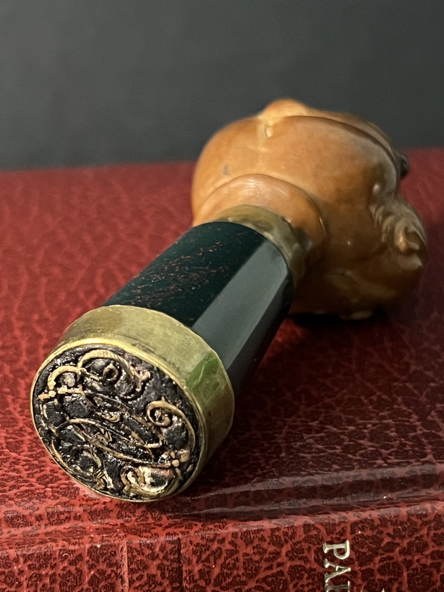 Monogrammed Anthropomorphic Wax Seal In Heliotrope Jasper-photo-3