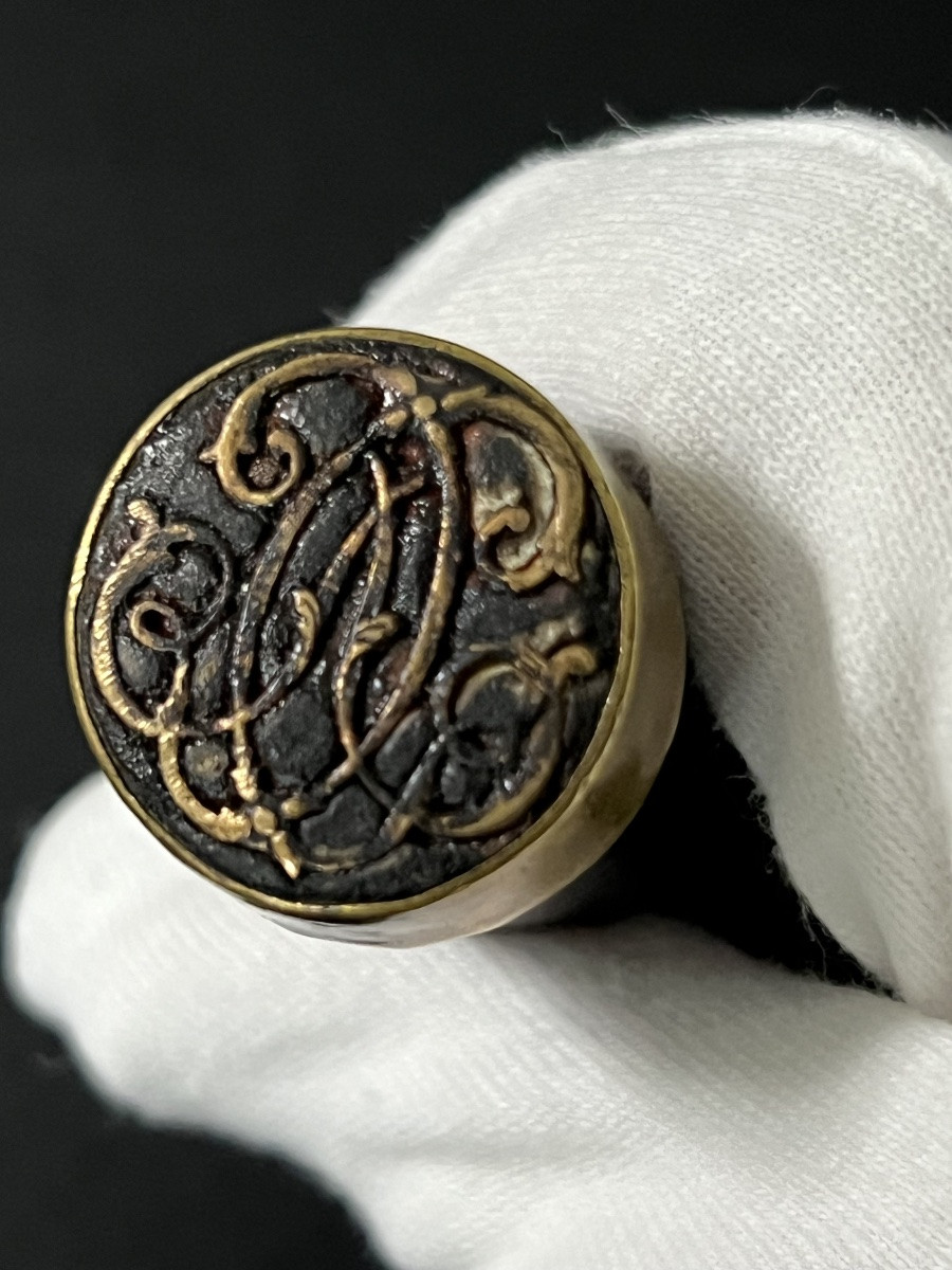 Monogrammed Anthropomorphic Wax Seal In Heliotrope Jasper-photo-4