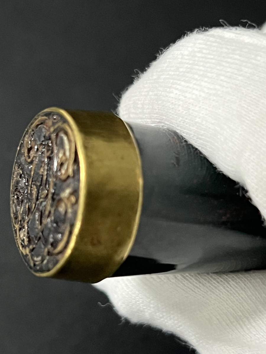 Monogrammed Anthropomorphic Wax Seal In Heliotrope Jasper-photo-5