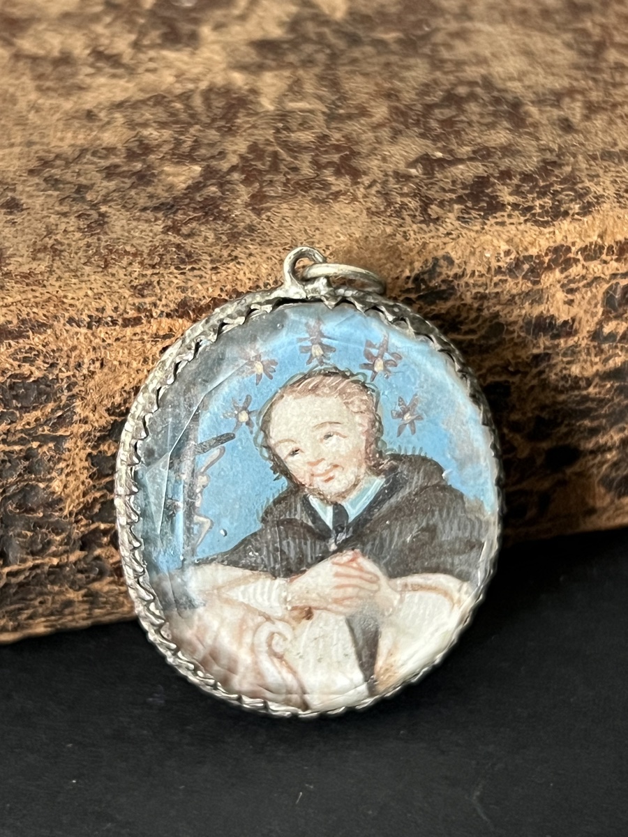 Reliquary Pendant With Miniature Of Saint John Nepomuk And Relics Of Jesuit Saints-photo-2