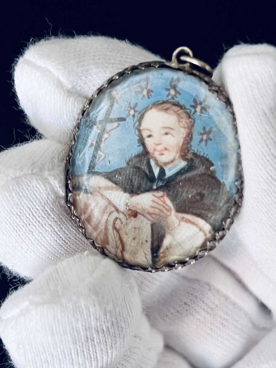 Reliquary Pendant With Miniature Of Saint John Nepomuk And Relics Of Jesuit Saints-photo-3