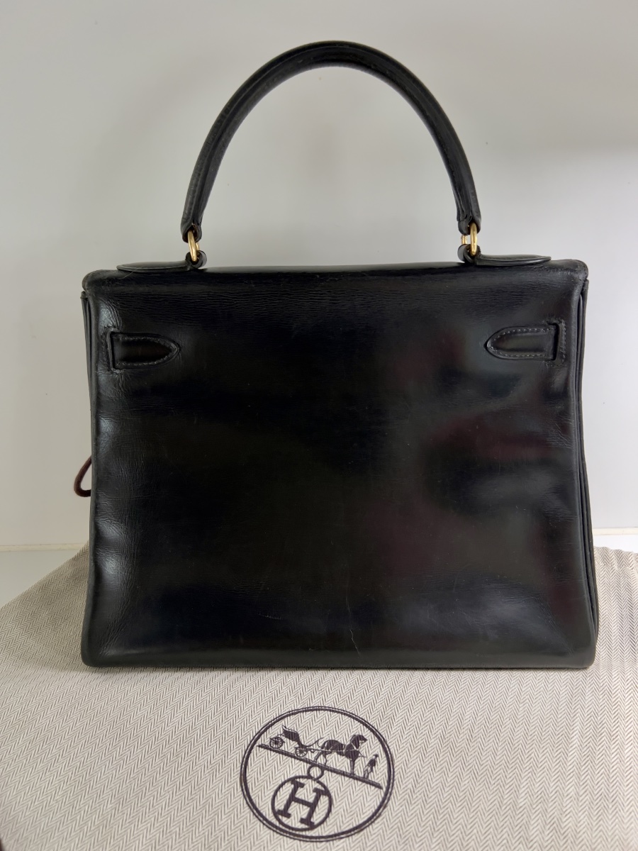 Hermès Kelly 28 Sellier – cuir Box noir – fin des années 1950-photo-1