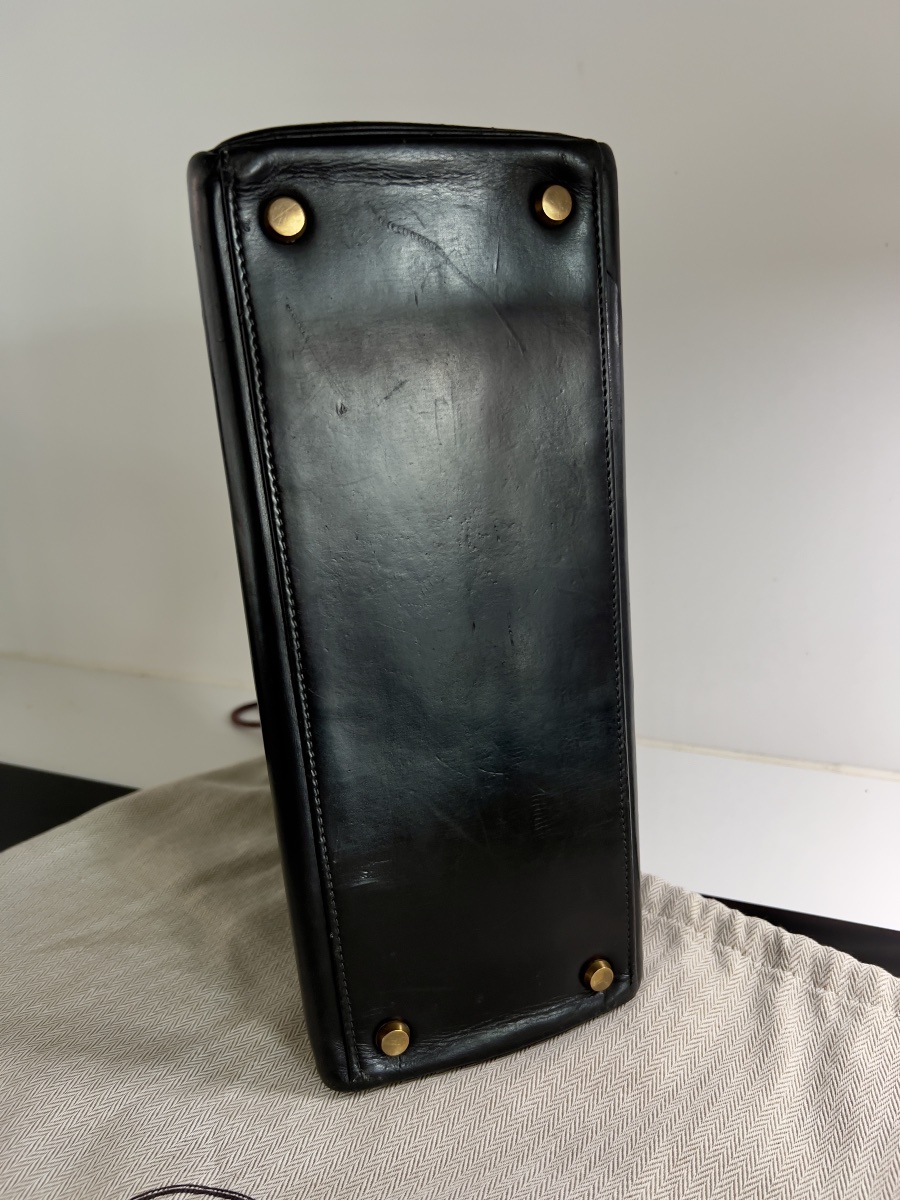 Hermès Kelly 28 Sellier – cuir Box noir – fin des années 1950-photo-3