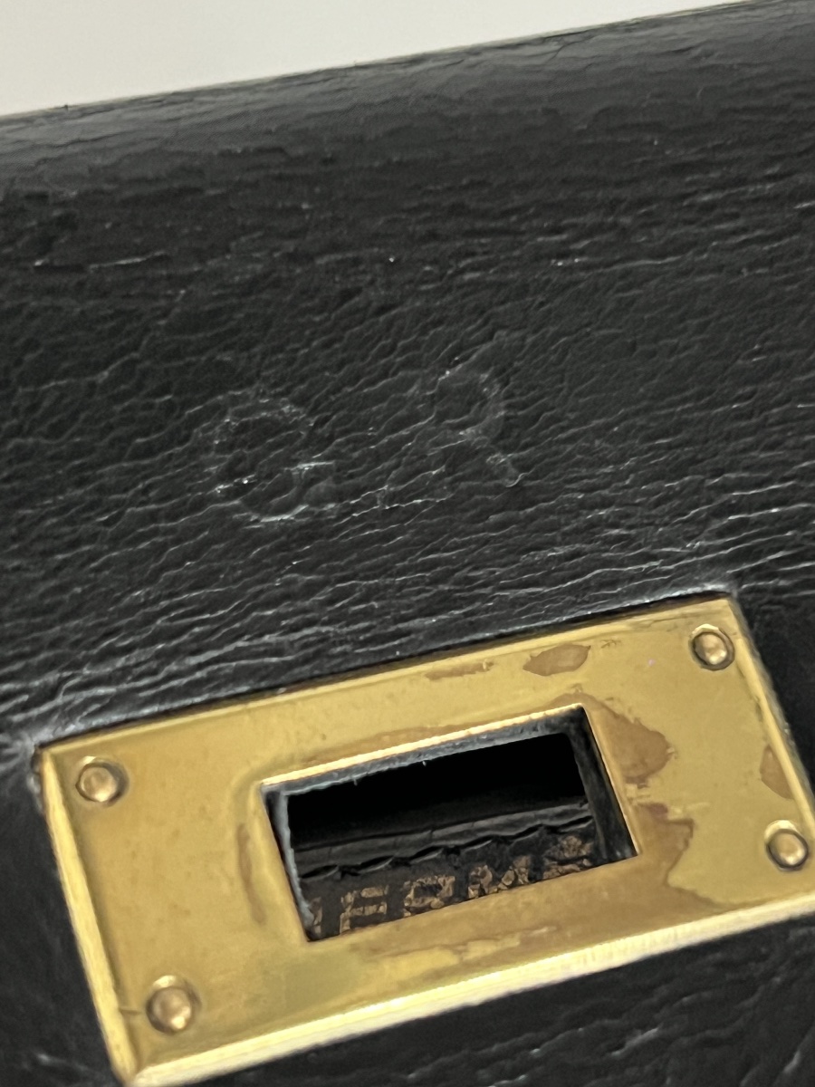 Hermès Kelly 28 Sellier – cuir Box noir – fin des années 1950-photo-5