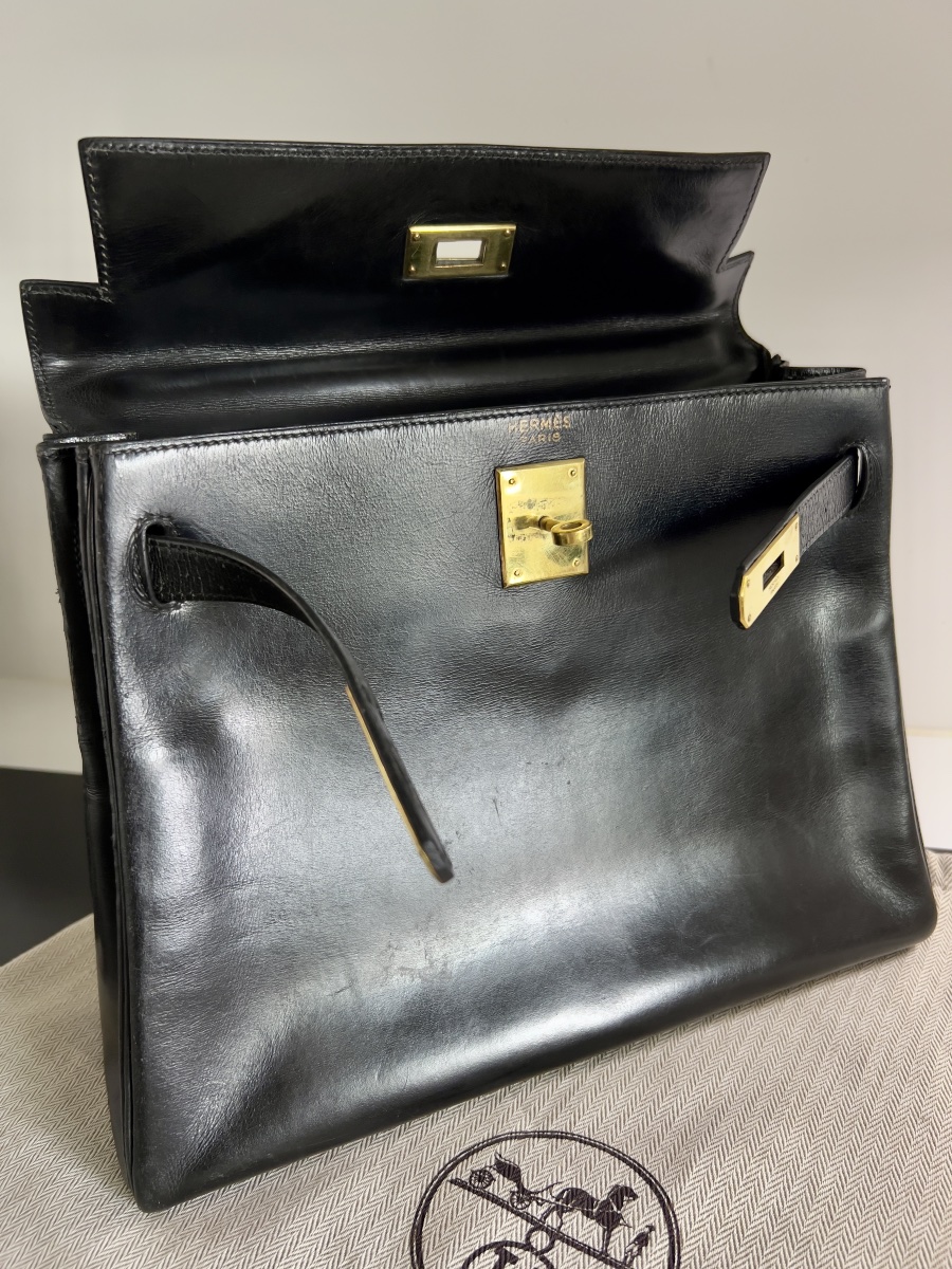 Hermès Kelly 28 Sellier – cuir Box noir – fin des années 1950-photo-6