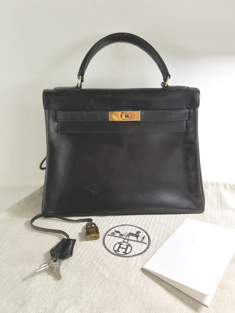 Hermès Kelly 28 Sellier – cuir Box noir – fin des années 1950