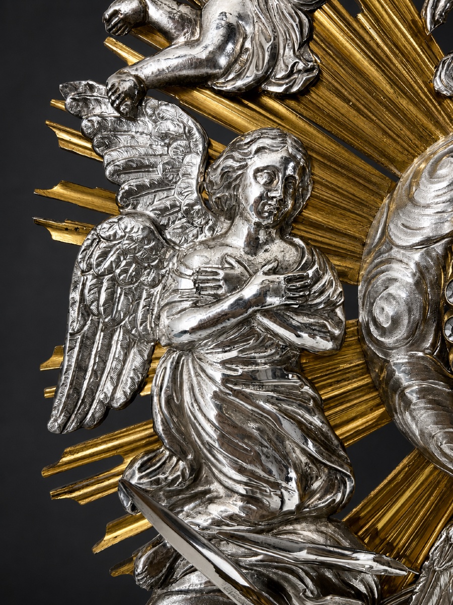 Rare Ostensoir-Soleil Néo-Baroque en Argent Massif par Delheid – Provenance Historique Certifié-photo-2