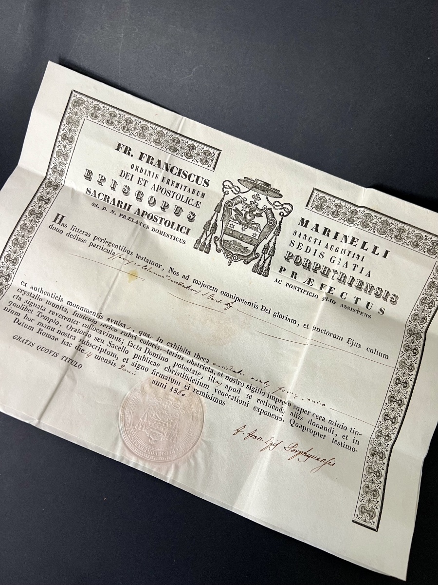 Reliquaire de la Colonne de la Flagellation de Saint Paul  – Authentique romain de 1860-photo-3