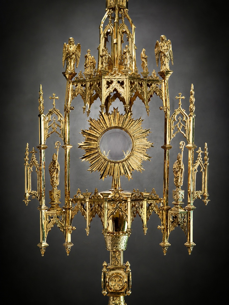 A Victorian Neo-gothic Silver-gilt (vermeil) Monstrance – George Fox - London, 1887-photo-2