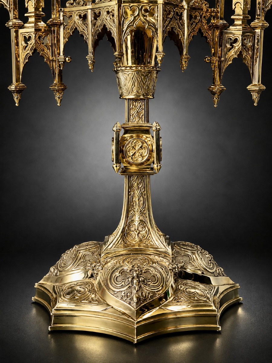A Victorian Neo-gothic Silver-gilt (vermeil) Monstrance – George Fox - London, 1887-photo-4