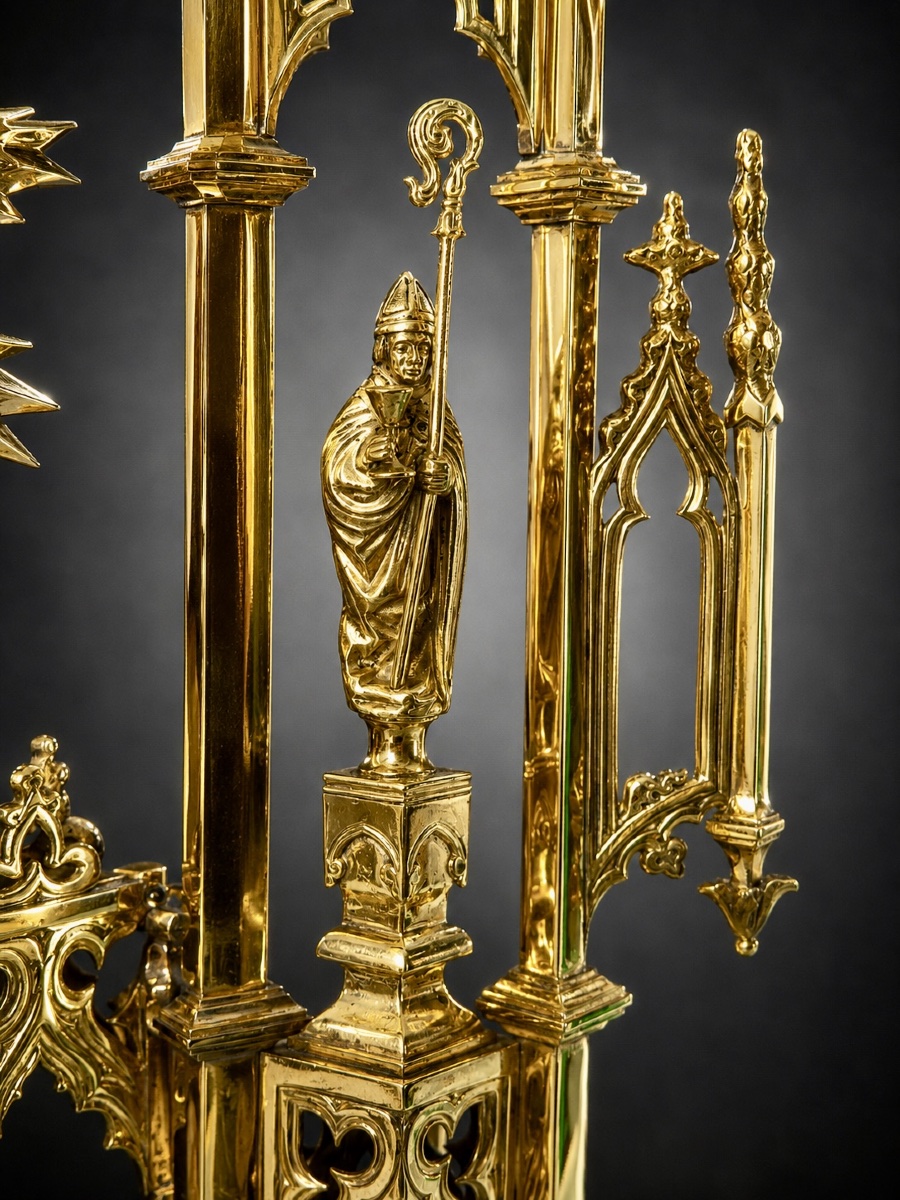 A Victorian Neo-gothic Silver-gilt (vermeil) Monstrance – George Fox - London, 1887-photo-1