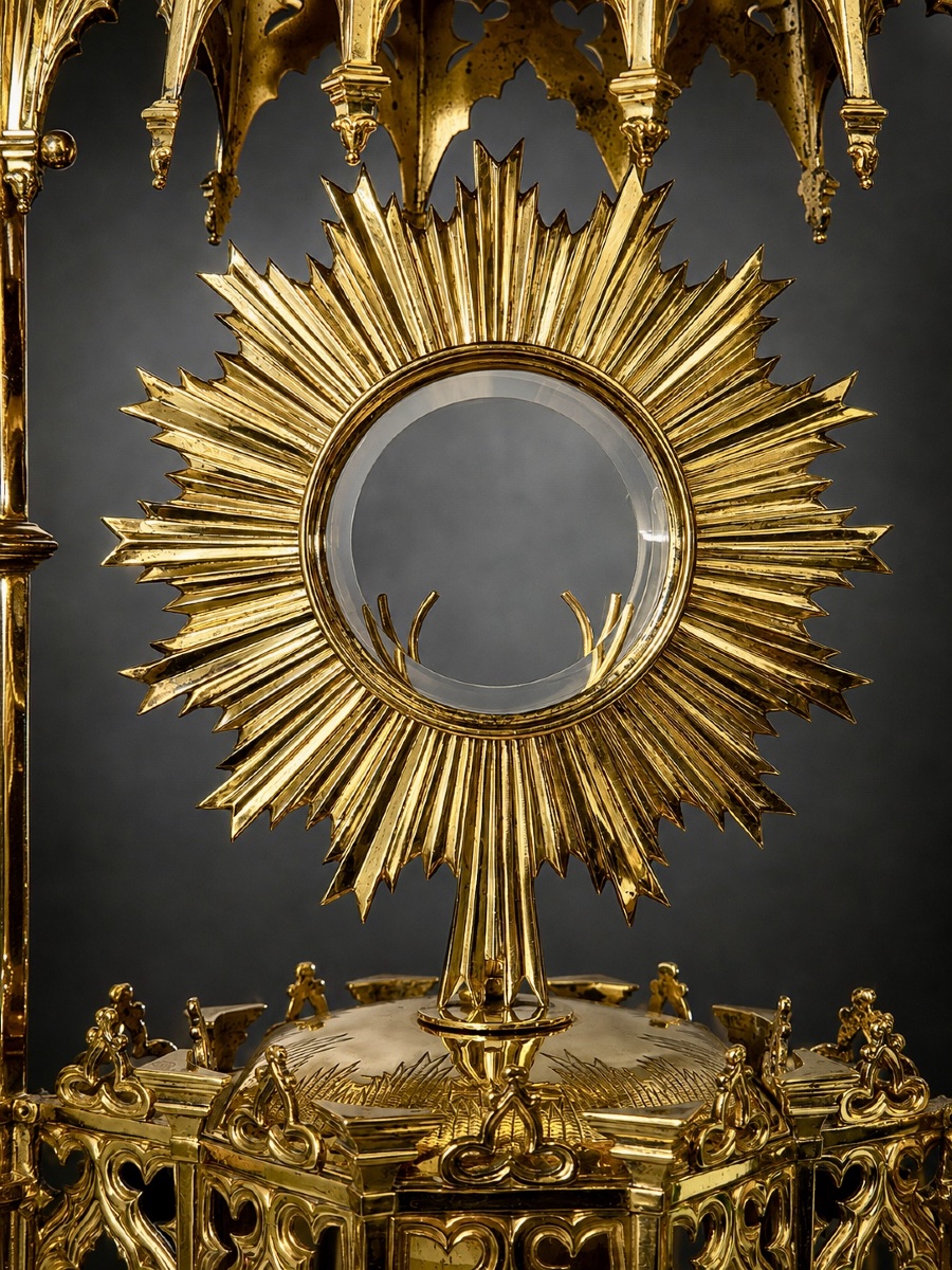 A Victorian Neo-gothic Silver-gilt (vermeil) Monstrance – George Fox - London, 1887-photo-2