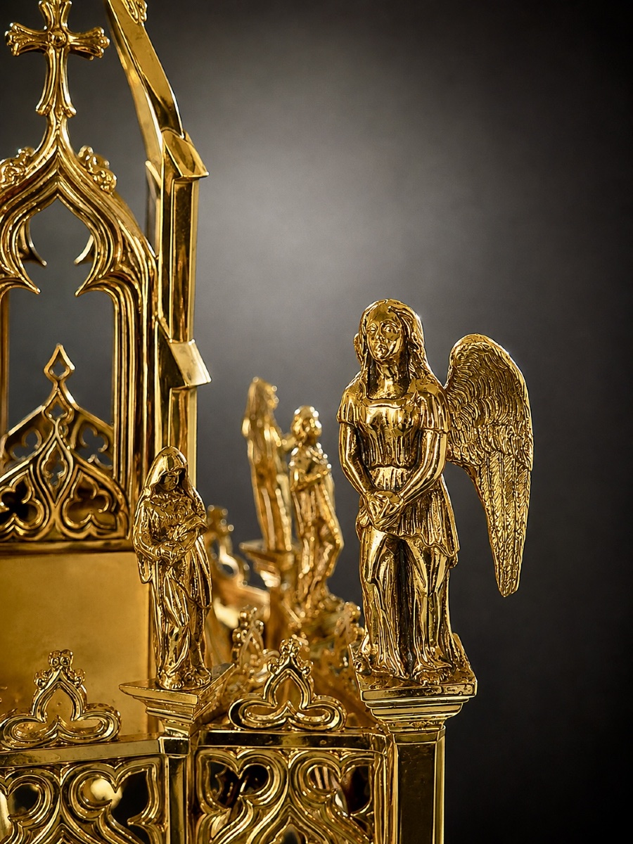 A Victorian Neo-gothic Silver-gilt (vermeil) Monstrance – George Fox - London, 1887-photo-3