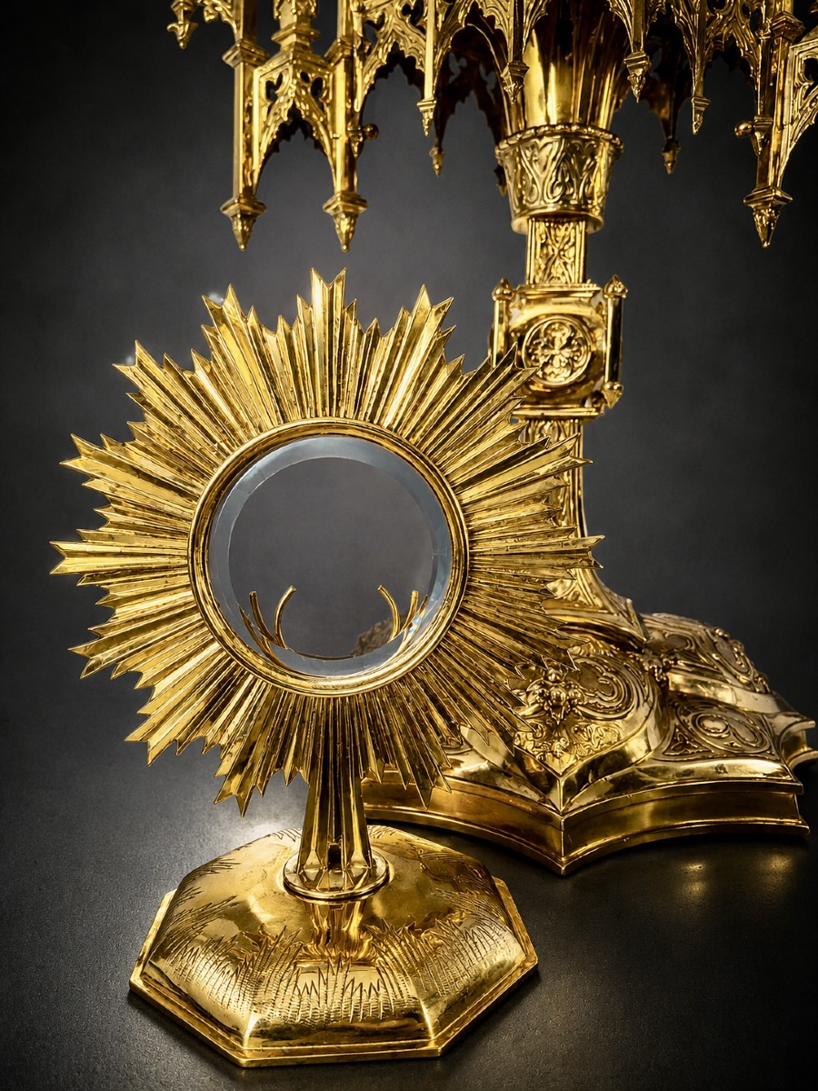 A Victorian Neo-gothic Silver-gilt (vermeil) Monstrance – George Fox - London, 1887-photo-5